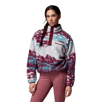 Bluza polarowa damska Columbia Helvetia™ II Printed Cropped Half Snap - Rich Wine Sisters, Rich Wine 1