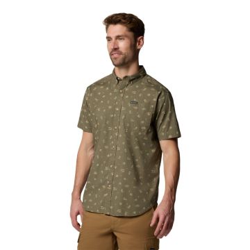Koszula bawełniana męska Columbia RAPID RIVERS™ PRINTED SHORT SLEEVE SHIRT - Stone Green Deserted