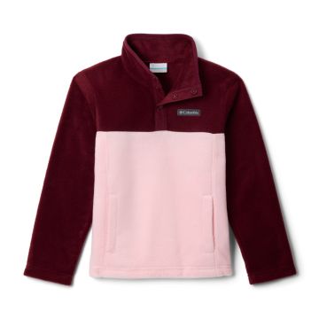 Polar dziecięcy Columbia Steens Mtn™ II 1/4 Snap Fleece Pull-Over - Satin Pink, Rich Wine