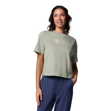 Koszulka bawełniana damska Columbia ROLLING BEND™ GRAPHIC RELAXED CROP SS - Safari, Outback Critters