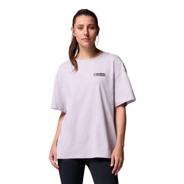 Koszulka bawełniana damska Columbia Rolling Bend™ Graphic Oversized Tee - Lavender Pearl, Mountainview