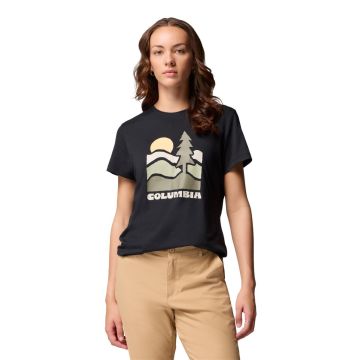 Koszulka szybkoschnąca damska Columbia Ruby Springs™ Graphic Fitted SS - Black, Get Hiked