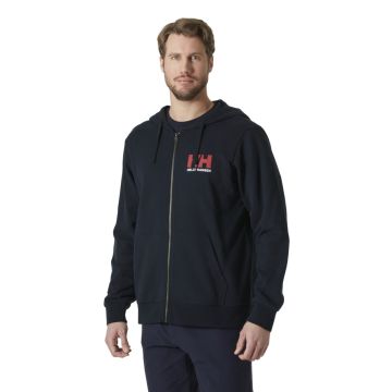 Bluza bawełniana męska Helly Hansen Logo Full Zip Hoodie 2.0 - Navy