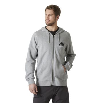 Bluza bawełniana męska Helly Hansen Logo Full Zip Hoodie 2.0 - Grey