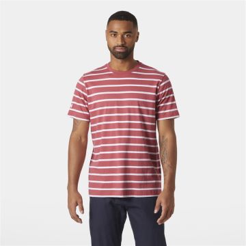 Koszulka bawełniana męska Helly Hansen Newport T-Shirt 2.0 - Washed Red Stripe