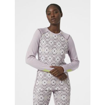 Longsleeve z merynosa damski Helly Hansen LIFA MERINO MIDWEIGHT GRAPHIC CREW - Dusty Syrin