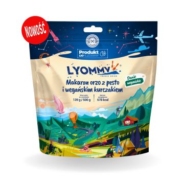 Danie liofilizowane Lyommy 350 g - Makaron orzo z pesto i wegańskim kurczakiem