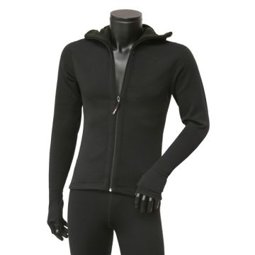 Bluza z kapturem i łapkami rozpinana KWARK Power Stretch Pro 080080 - Black 1